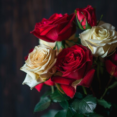 A closeup shot of a fresh roses bouquet