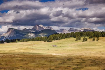 Foto auf Alu-Dibond Majestic Dolomites Behind the Soft Green Seiser Alm © Marcel Otterspeer