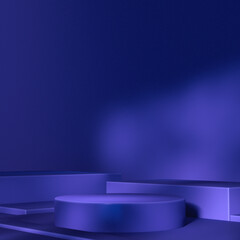Dark blue minimal scene for product display presentation. Realistic 3d blue product podium on blue...