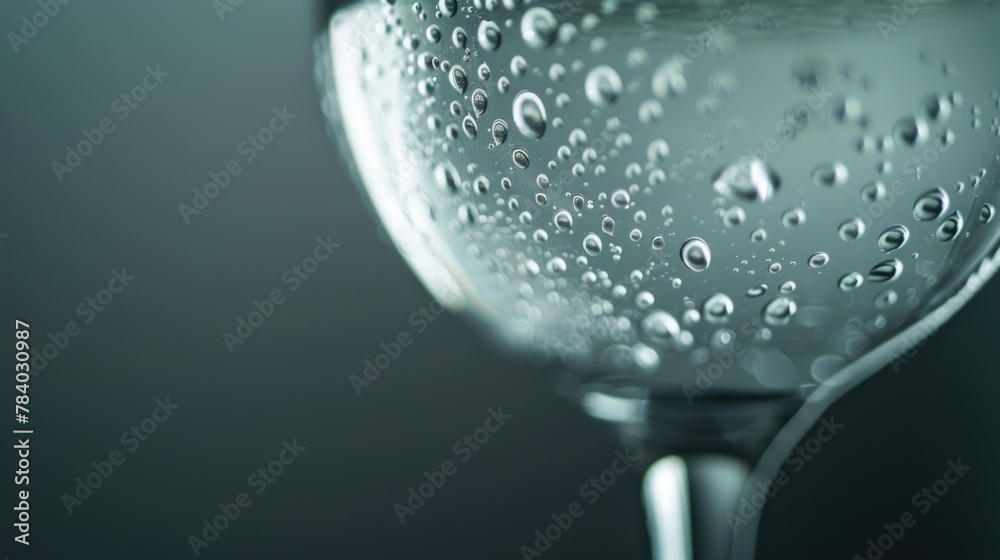 Poster a detailed close-up of a glass filled with water. suitable for various concepts