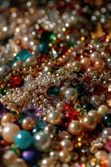 A close up view of a pile of beads. Ideal for jewelry and craft projects
