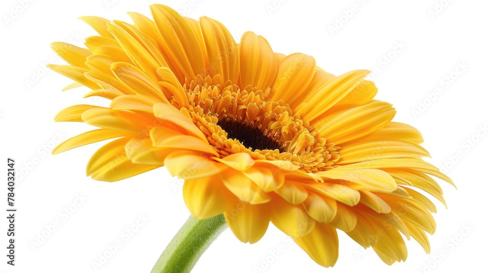 Poster close up of a yellow flower in a vase, suitable for various design projects