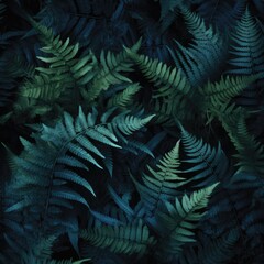 Dark fern leaves background, close-up