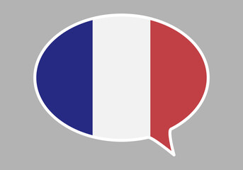 Bocadillo de hablar francés con bandera de Francia. 