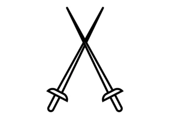 Foto op Plexiglas Icono negro de dos espadas de esgrima.  © Gabrieuskal