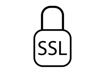 Icono negro de candado con certificado SSL. - obrazy, fototapety, plakaty