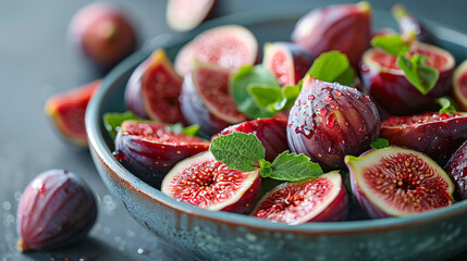 Fresh ripe figs in a bowl closeup