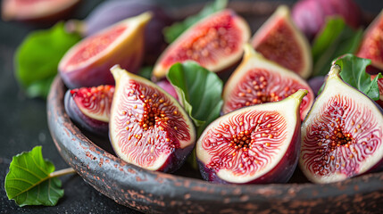 Fresh ripe figs in a bowl closeup