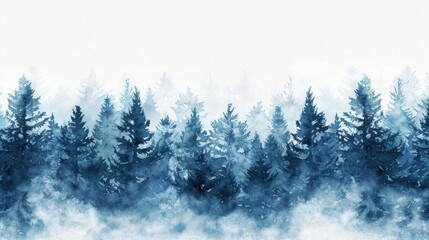 A serene winter scene of a snowy forest. Perfect for seasonal promotions