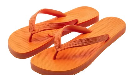 A pair of orange flip flops, perfect for summer beach vibes