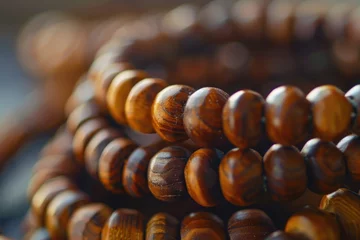 Poster Close up of a bunch of wooden beads. Suitable for craft projects © Fotograf