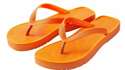 A pair of bright orange flip flops, perfect for summer vacations
