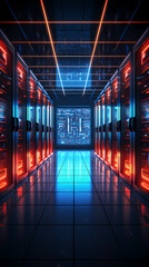Computer server room background, network server database center scene