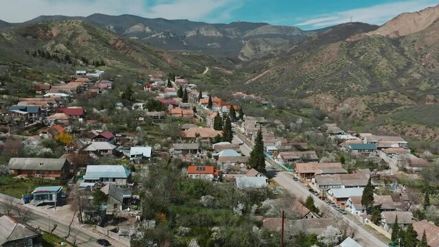 Aerial view of Asureti &ndash; a German village in Georgia. 