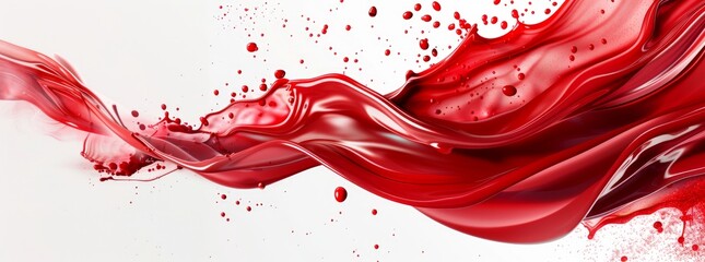 Dynamic Red Liquid Splash on White Background