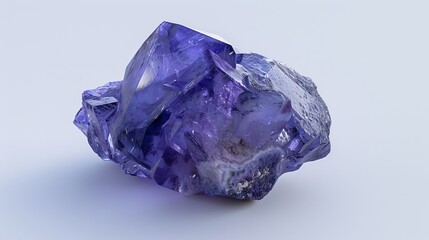 Realistic Tanzanite Crystal on a White Background