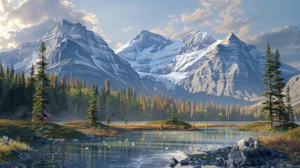 Canadian Rocky Mountains nature landscapes - obrazy, fototapety, plakaty