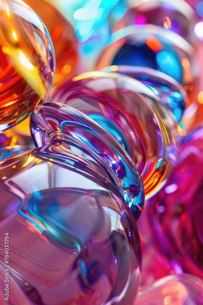 Poster close up view of various glass objects. suitable for product photography