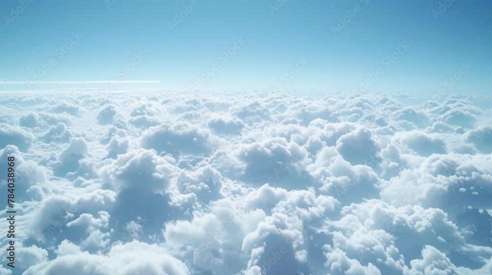 Poster a scenic view of clouds from an airplane. suitable for travel and aviation concepts