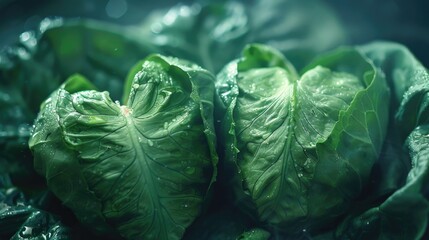 Obraz premium Fresh lettuce on a bed of greens, perfect for food and health concepts