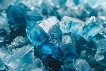 Obraz premium Blue ice crystals in close-up view nature wallpaper background