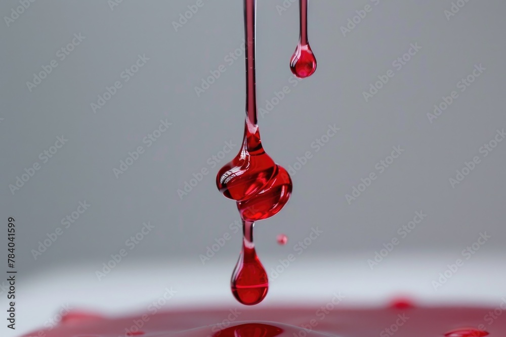 Poster a dramatic image of a red liquid droplet falling down. suitable for various graphic design projects
