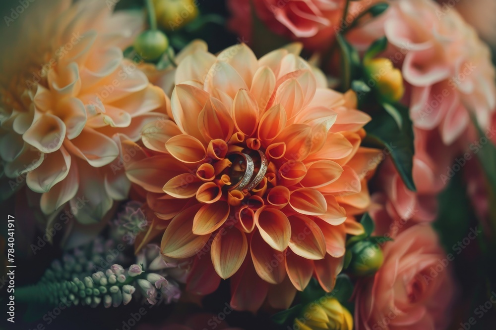 Poster detailed view of a bunch of colorful flowers, perfect for various design projects