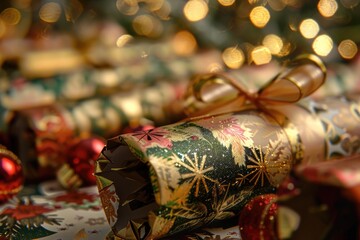 Fototapeta premium A bunch of wrapped presents on a table, perfect for holiday concepts