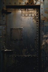 A metal door with rivets for industrial use