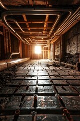 A room filled with scattered bricks. Ideal for construction and renovation projects
