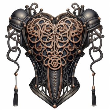 recommend clip art: Clipart watercolor illustration of steampunk corset, steel boning intertwined with clock hands and pressure gauges
