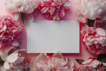 A frame with pink flowers on a pink background. Ideal for spring or feminine designs
