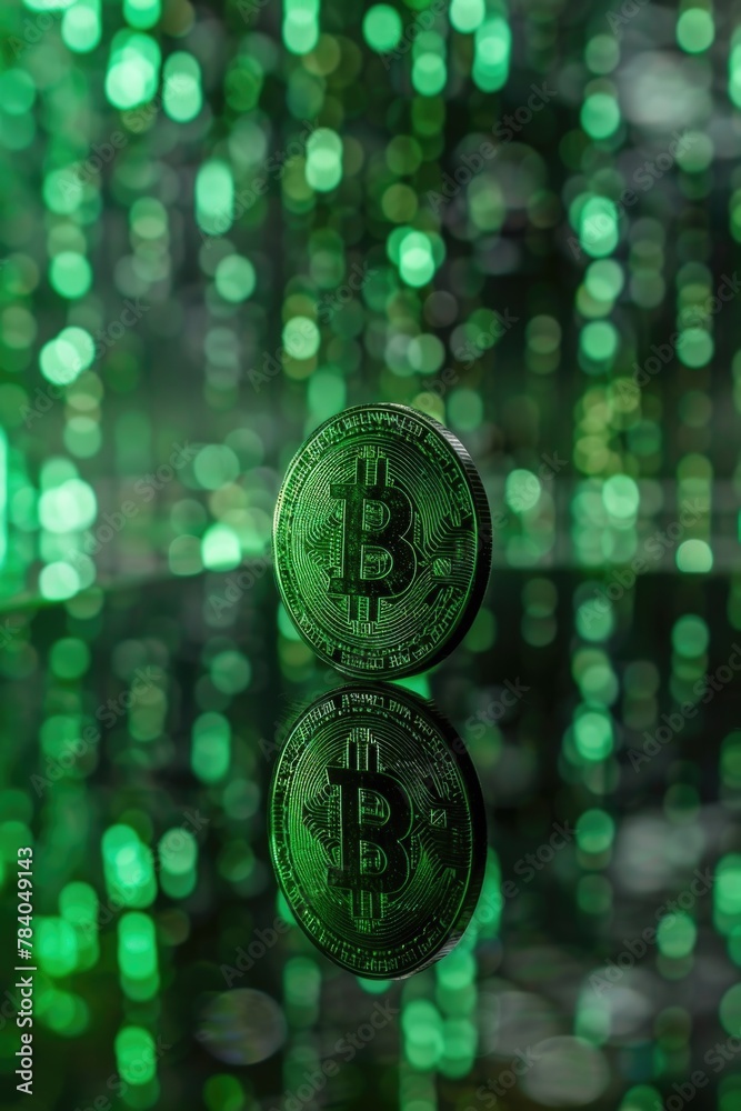 Aufkleber two bitcoins stacked on top of each other. suitable for cryptocurrency and finance concepts.