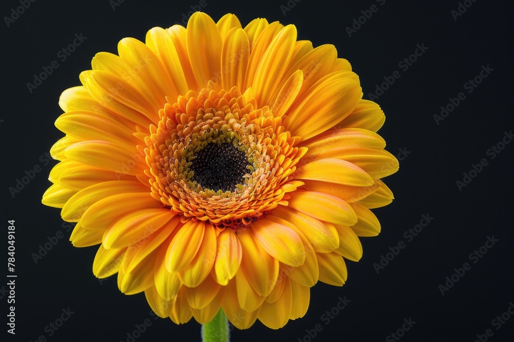 Poster Close up of a yellow flower on a dark background. Suitable for various design projects