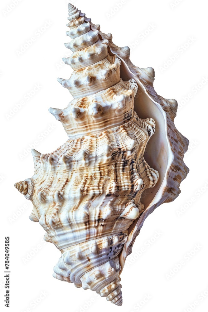 Poster Close-up shot of a shell on a plain white background. Suitable for various design projects
