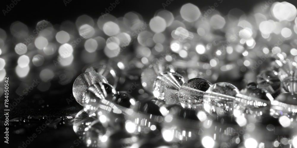Poster A collection of beads in black and white. Suitable for various design projects