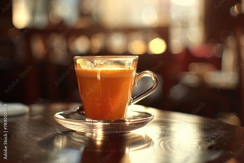 Poster a simple cup of tea on a saucer, suitable for various concepts
