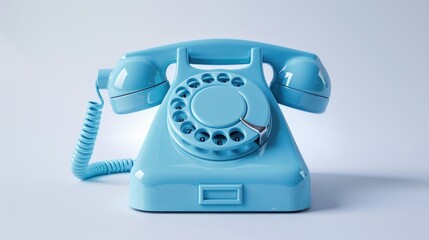 A blue telephone sitting on a table, perfect for communication concepts