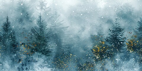 A serene winter scene of snow-covered trees. Perfect for seasonal backgrounds - obrazy, fototapety, plakaty