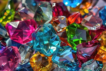 A close-up of various colored diamonds. Suitable for jewelry and luxury themes