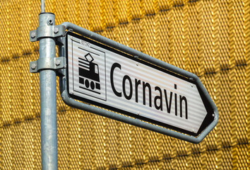 Railway station Cornavin in Geneva, Switzerland, direction sign