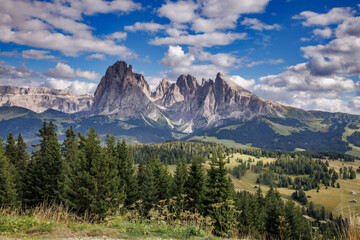 Majestic Dolomites Behind the Soft Green Seiser Alm