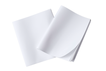 Blank sheets, a book, and loose paper offer a variety of empty canvases for creative projects