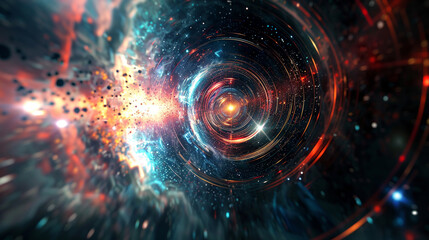 Abstract lens flare space or time travel concept - obrazy, fototapety, plakaty