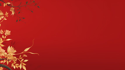 golden leaves on red background