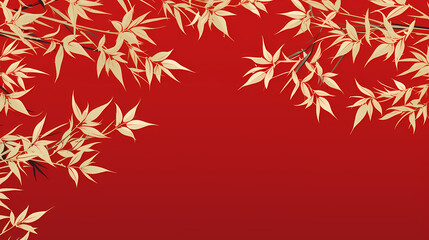 Fototapeta na wymiar golden leaves on red background