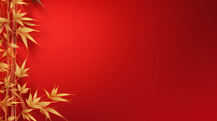 golden leaves on red background