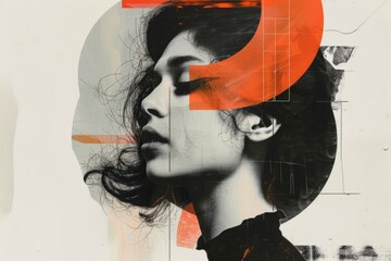 Modern abstract female art portrait - 784061375