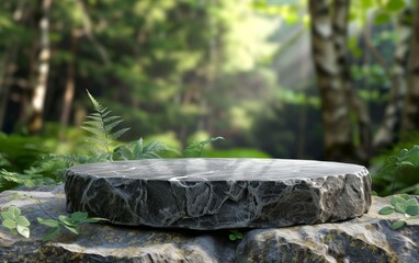 Fototapeta na wymiar Natural podium in forest Illustration