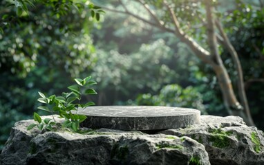 Fototapeta premium Natural podium in forest Illustration